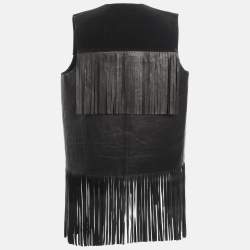 Joseph Suede and Leather Fringe Detail Biker Jacket M