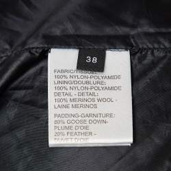 Pre Owned Joseph Black Synthetic Zip-Up Quilted Down Puffer Coat M