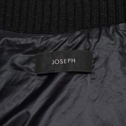 Pre Owned Joseph Black Synthetic Zip-Up Quilted Down Puffer Coat M