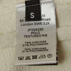 Joseph Ivory White Textured Rib Knit Polo T-Shirt S