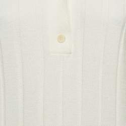 Joseph Ivory White Textured Rib Knit Polo T-Shirt S