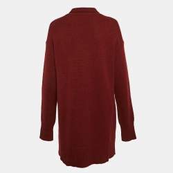 Pre Owned Joseph Red Cashmere Knit High Neck Tunic Sweater L