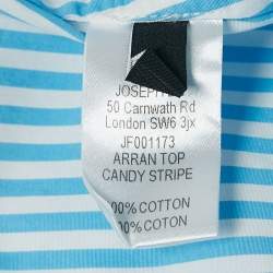 Joseph Blue Candy Stripe Cotton Arran Wrap Blouse M