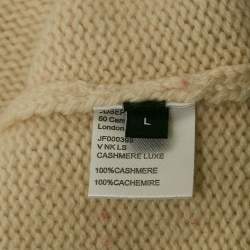 Pre Owned Joseph Ivory White Cashmere Knit V-Neck Sweater L