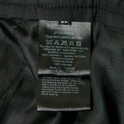 Joseph Black Leather Belted Wide-Leg Pants S