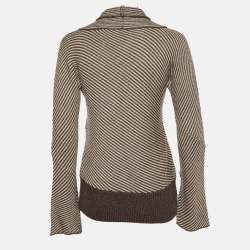 Joseph Brown/Cream Wool Blend High Neck Sweater S 