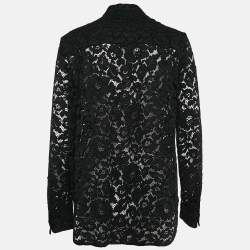 Joseph Black Floral Lace Button Front Blouse M
