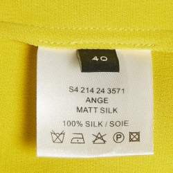 Pre Owned Joseph Yellow Matt Silk Long Sleeve Blouse M
