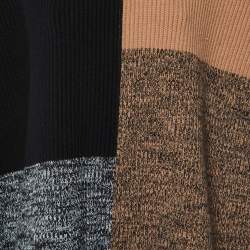 Joseph Brown Merino Wool Knit Collage Poncho One Size
