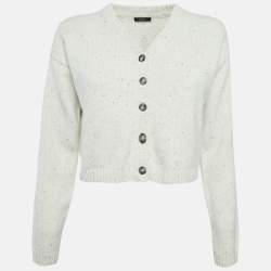 Joseph White Patterned Wool Button Front Cardigan XS