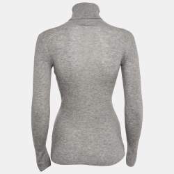 Joseph Grey Cashmere Rib Knit Turtle Neck Sweater M