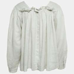 Joseph Grey Ramie Pleated Blouse M