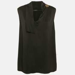 Joseph Black Crepe Metal Detail Sleeveless Top L