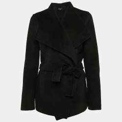 Joseph Black Wool Felt Belted Coat M