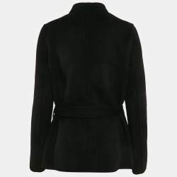 Joseph Black Wool Felt Belted Coat M