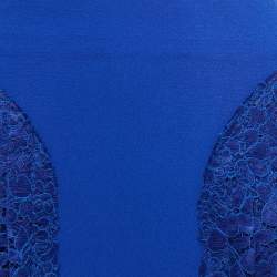 Pre Owned Joseph Blue Crepe & Lace Trim Detail Pleated Short Skirt M