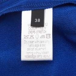 Pre Owned Joseph Blue Crepe & Lace Trim Detail Pleated Short Skirt M