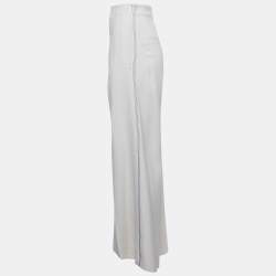 Joseph Off-White Crepe Wide Leg Trousers L