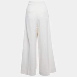 Pre Owned Joseph Off-White Crepe Wide Leg Trousers L