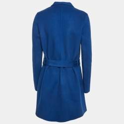 Joseph Blue Wool Felt Belted Open Front Coat M