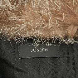 Pre Owned Joseph Black Fur Trim Felt Button Front Jacket L
