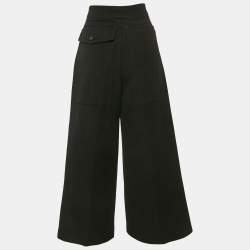 Joseph Black Wool Blend Gabardine Wide Leg Trousers L