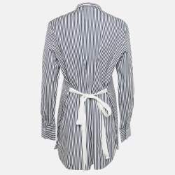 Joseph Blue Stripe Cotton Button Front Tie-Up Detail Carla Candy Tunic M