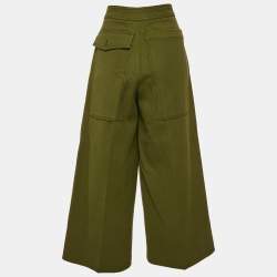 Joseph Green Wool Gabardine Wide-Leg Trousers L
