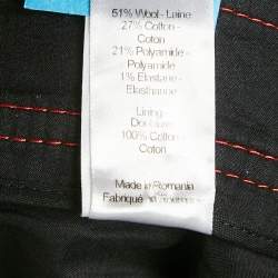 Joseph Navy Blue Contrast Stitch Wool Twill Wide-Leg Jeans L Waist 32"