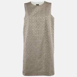 Joseph Gold Jacquard Lamé Sleeveless Sally Mini Dress M