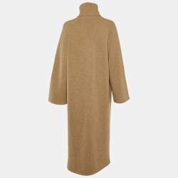 Pre Owned Joseph Beige Wool Knit Turtle Neck Cotton Knit Overcoat M