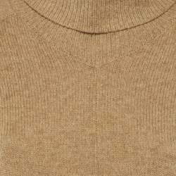 Pre Owned Joseph Beige Wool Knit Turtle Neck Cotton Knit Overcoat M