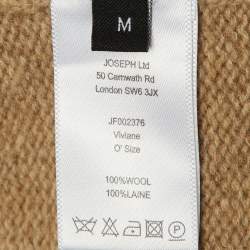 Pre Owned Joseph Beige Wool Knit Turtle Neck Cotton Knit Overcoat M