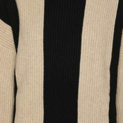 Joseph Black /Beige Rib Knit Wool Poncho XL