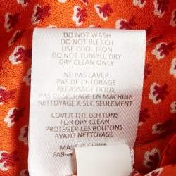 Pre Owned Joseph Orange Floral Print Silk Shirt Dress M