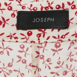 Pre Owned Joseph White Floral Silk Lace Trimmed Claude Midi Shirt Dress L 