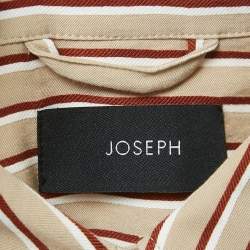 Joseph Beige Club Stripe Gabardine Belted Daxtona Midi Shirt Dress L
