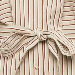 Joseph Beige Club Stripe Gabardine Belted Daxtona Midi Shirt Dress L
