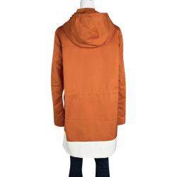 Pre Owned جاكيت جوزيف زيرو تيكنو تافيتا برتقالي بحواف متباينة وهودي L