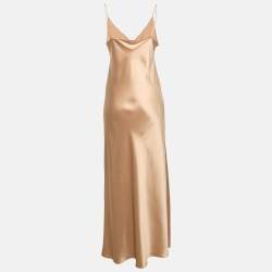 Joseph Beige Satin Silk Clea Long Slip Dress M