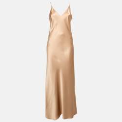 Joseph Beige Satin Silk Clea Long Slip Dress M