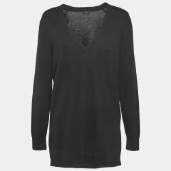 Joseph Black Wool V-Neck Long Sleeve Tunic Sweater M
