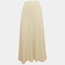 Joseph Cream Rib Knit Flared Midi Skirt M