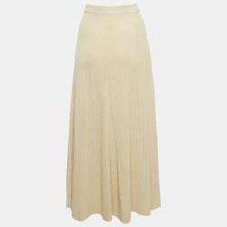 Joseph Cream Rib Knit Flared Midi Skirt M