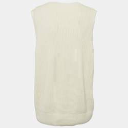 Joseph Cream Rib Knit Crew Neck Sweater Vest M