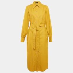 Joseph Yellow Cotton Belted Long Shirt Dress L