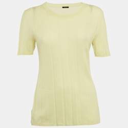 Joseph Yellow Ribbed Merino Wool Knit Jumper S 