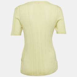 Joseph Yellow Ribbed Merino Wool Knit Jumper S 