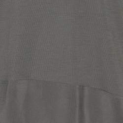 Joseph Grey Lyocell Silk Ruffle Detail T-Shirt M
