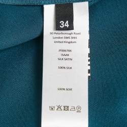 Pre Owned Joseph Blue Satin Silk Midi Isaak Skirt S